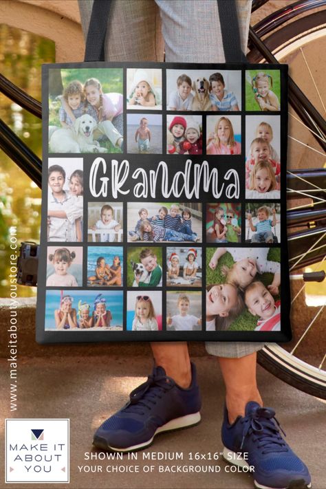 Birthday Gift Ideas For Grandma, Big Photo Frames, Grandma Photos, Photo Collage Gift, Picture Frame Decor, White Typography, Canvas Photo, Grandma Birthday, Big Photo