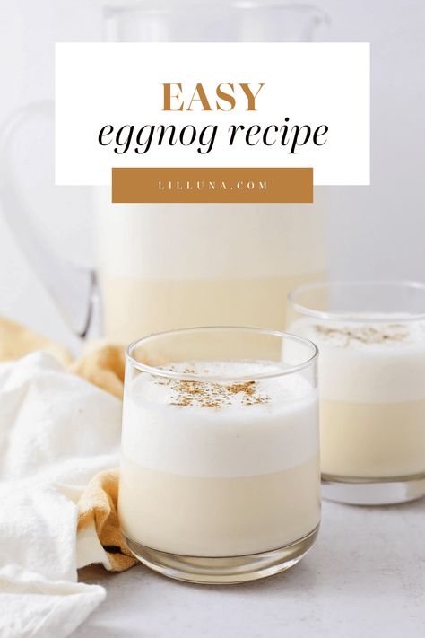 This easy eggnog recipe is the BEST holiday drink! It's creamy, rich, and completely delicious - perfect for all of your holiday parties. #eggnog #homemadeeggnog #christmas #holidaydrink Easy Eggnog Recipe, Best Eggnog Recipe, Egg Nog Recipe Easy, Peppermint Milkshake, Alcoholic Eggnog, Healthy Detox Drinks, How To Make Eggnog, Unique Diy Crafts, Eggnog Recipe Homemade