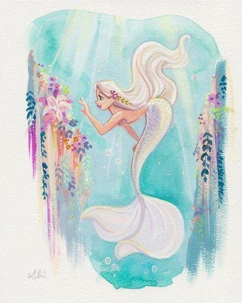 Water color mermaid. Love the white hair matching the tail. Mermaid Inspiration, Mermaid Wallpaper, Mermaid Ideas, Mermaid Moon, Mermaid Sign, Mermaid Bathroom, Mermaid Artwork, Fantasy Mermaids, Anime Pic