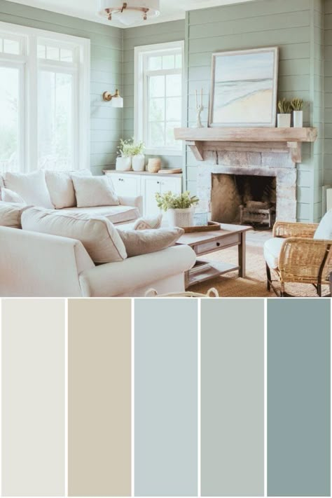 Coastal Paint Color Palette Perfect For Your Beach House Modern Coastal Color Palette, Beach House Paint Colors Interior, Beach Bedroom Colors, Colors Hex Codes, Beach Paint Colors, Coastal Color Scheme, Cottage Paint Colors, Beach Color Palettes, Coastal Paint Colors