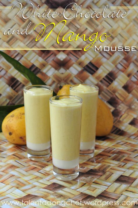 Mango White Chocolate, Mango Mousse Recipe, Mango Trees, Mango Mousse, Mango Dessert, White Chocolate Mousse, Chocolate Mousse Recipe, Melting White Chocolate, White Chocolate Ganache