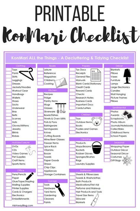 Decluttering List Printables, Declutter List Printables, Konmari Checklist, Kon Mari, Cer Nocturn, Organizing My Home, Koti Diy, Declutter Checklist, Deep Cleaning Hacks