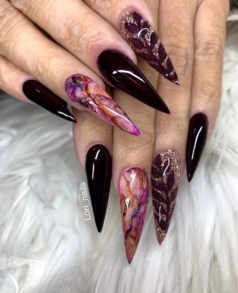 Dark Purple Fall Nail Designs, Purple Autumn Nails, Plum Nail Designs, Dark Plum Nails, Natural Color Nails, Magenta Nails, Plum Nails, Wine Nails, Love Dark