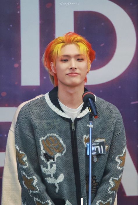 Fire Hair, Big Boi, Song Min-gi, Yellow Hair, Kim Hongjoong, Orange Hair, Pink Princess, Kpop Guys, Kpop Boy