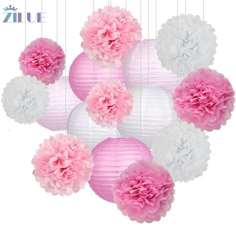 Cheap Lanterns, Buy Directly from China Suppliers:Zilue 15Pcs/Set Paper Flower Balls Poms Paper Honeycomb Balls Paper Lanterns Birthday Party Wedding Birthday Home Decoration Enjoy ✓Free Shipping Worldwide! ✓Limited Time Sale ✓Easy Return. Pink Princess Birthday Party, Pink Birthday Party Decorations, Pink Princess Birthday, Paper Flower Ball, Hanging Paper Lanterns, Pink Wedding Decorations, Pink Party Decorations, 2nd Wedding, Tissue Flowers