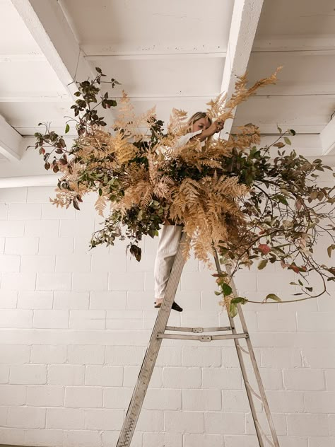 Suspended Flower Arrangements, Dried Flower Hanging Installation, Thanksgiving Photoshoot, Floral Reference, Hanging Floral Installation, Flower Styling, Wreath Workshop, Hanging Installation, Dried Arrangements