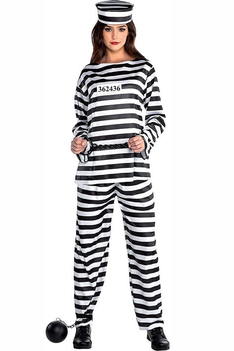 White Theme Party Outfit, Last Minute Halloween Costumes Ideas, Halloween Costumes Ideas For Women, Black And White Costume, White Halloween Costumes, Prisoner Costume, Black White Halloween, California Costumes, White Lady