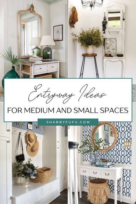 Big Impact Decor: 10 Entryway Ideas for Medium and Small Spaces Cottage Glam, Large Framed Mirrors, White Console Table, Small Entryways, Cottage Inspiration, Green Flooring, Vintage Inspired Decor, Entryway Ideas, Interior Design Concepts