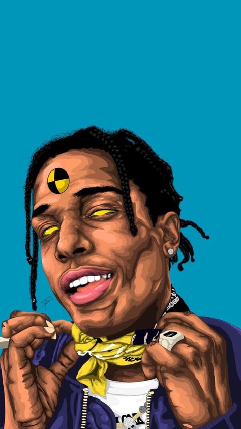 Asap Rocky Cartoon, Rocky Wallpaper, Trill Art, Pretty Flacko, Hip Hop Artwork, Stickers Business, Hip Hop Poster, Rapper Art, Rap Wallpaper