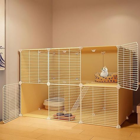 Amazon.com: Pucaru Cat Enclosures Indoor, Detachable 2 Tier Cat Cage, with Dense Metal Wire, Reasonable Zoning Design, DIY Cat Playpen, for 1-2 Cat (Color : Style2, Size : 111x75x73) : Pet Supplies Cat Playpen, Cat Enclosures, Cat Cage, Cat Houses, Cat Cages, Cat Enclosure, Diy Cat, Cat Stuff, Cat Diy