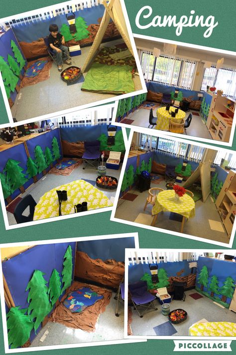 Camping Imaginative Play, Preschool Homecorner Ideas, Preschool Imaginative Play, Camping Dramatic Play Ideas, Camping Role Play Eyfs, Prek Camping Theme Classroom, Campsite Dramatic Play Preschool, Camping Dramatic Play Center, Camping Pretend Play Preschool