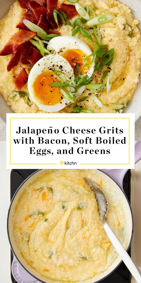 Grits And Eggs, Jammy Eggs, Grits Casserole, Cheesy Grits, Grits Recipe, Cheese Grits, Breakfast Bites, Bacon Recipes, Breakfast Brunch Recipes