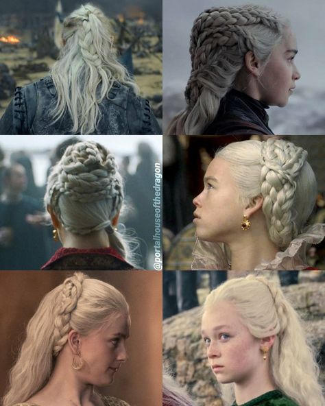 Westeros Hairstyles, House Of Dragon Braids, Targeryan Hairstyle, Rhaenyra Hair Tutorial, Daemon Targaryen Hair, Rhaenyra Targaryen Braids, Visenya Targaryen Braids, House Of The Dragon Hairstyles Tutorial, House Of Dragon Hairstyles