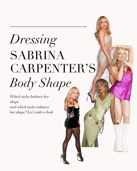 Body Shape Analysis for Sabrina Carpenter 🖤 Balancing and enhancing her frame. . #sabrinacarpenter #sabrinacarpenterstyle #bodytype #bodytypes #bodyshape #imageconsultant #imageconsulting Sabrina Carpenter Style, Pear Body, Pear Body Shape, Image Consultant, Romantic Style, Sabrina Carpenter, Body Types, Face Shapes, Body Shapes