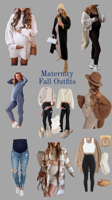 A collage featuring cozy fall maternity outfits. Includes a mix of bump-friendly dresses, oversized sweaters, leggings, and boots in warm autumn tones like beige and rust. Accessories like hats add stylish touches. Each look is perfect for layering and transitioning through crisp autumn days. Dresses And Boots, Maternity Outfit Ideas, Fall Maternity Outfits, Cute Pregnancy Pictures, Style Hacks, Maternity Outfit, Stylish Maternity Outfits, Fall Maternity, Maternity Style