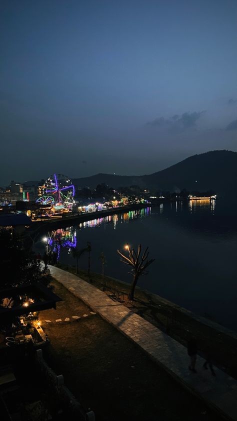 Night view of Lakeside Pokhara Nepal Nepal Night View, Pokhara Lakeside Night View, Nepal Snapchat Stories, Pokhara Nepal Photography, Pokhara Aesthetic, Lakeside Pokhara, Pokhara Lakeside, Hot Anime Couples, Fake Bf