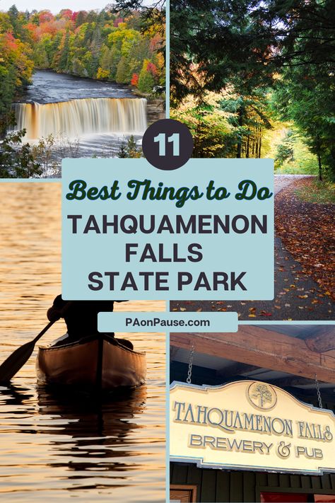 If you are planning a trip around the Upper Peninsula of Michigan, Tahquamenon Falls State Park is a great stop with tons of things to do. Hike around the powerful falls, kayak the river, drive the scenic byway, and so much more. Check out our best ideas and recommendations! Tahquamenon Falls State Park, Tahquamenon Falls Michigan, North Country Trail, Tahquamenon Falls, Michigan Road Trip, River Trail, Michigan Travel, Sandy Shores, Scenic Byway