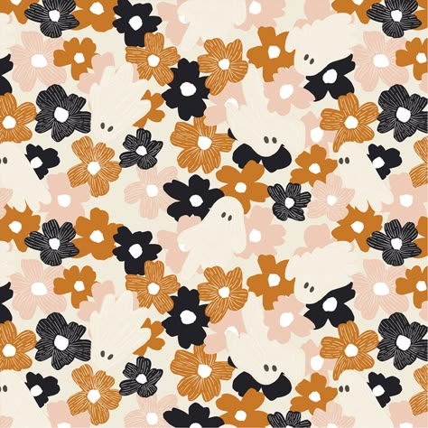 Spooky Floral in Ghoulish | Hawthorne Supply Co Halloween Wallpaper Cute, Halloween Floral, Modern Halloween, Halloween Lanterns, Doll House Crafts, Watch Wallpaper, Gothic Halloween, Halloween Fabric, Fabric Designs