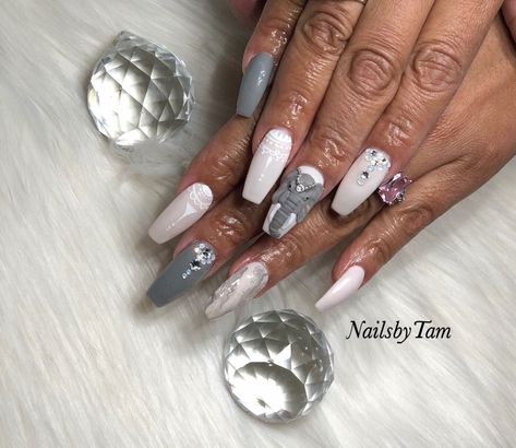 3D Elephant 🐘 Elephant Tusk Nail Design, Elephant Nail Designs, Elephant Nail Art, Elephant Nails, Gel Nails Designs, 3d Elephant, Animal Nail Art, Fantasy Nails, Animal Nails