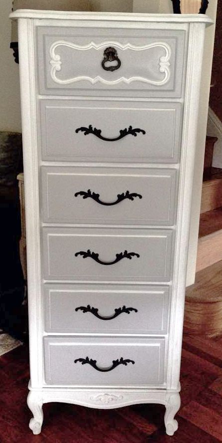 Colorful Home Designs​ chose GF Seagull Gray Milk Paint for the drawers on this French Provincial Lingerie Chest. Such a soft and pretty look! Furniture Remake, Lingerie Dresser, Dresser Redo, French Provincial Furniture, Provincial Furniture, Upcycle Furniture, Chest Design, Linen Chest, Furniture Upcycle