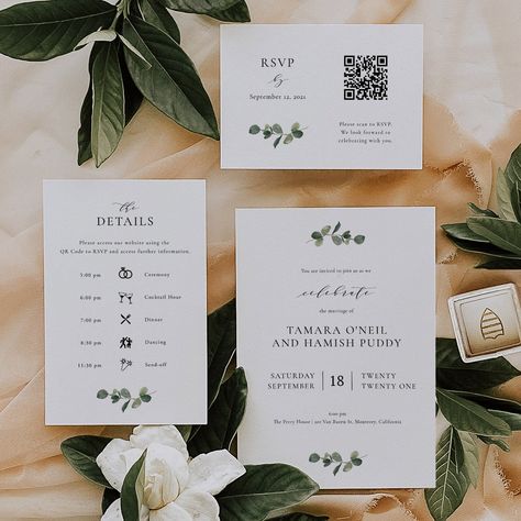 Wedding Invitation Components, 3 Page Wedding Invitation, Civil Wedding Invitation Card, Wedding Invitation Greenery, Wedding Digital Invitations, Wedding Invitation Online, Invitation Details Card, Online Wedding Invitation, Wedding Invitation Website