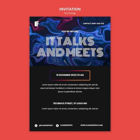 PSD flat design technology template | Premium Psd #Freepik #psd #technology-social-media #event-invitation #festival-invitation #event-design Invitation Card Business, Invitation Card Design Event, Festival Invitation, Tech Event, Technology Design Graphic, Event Invitation Design, Technology Template, Media Event, Business Poster