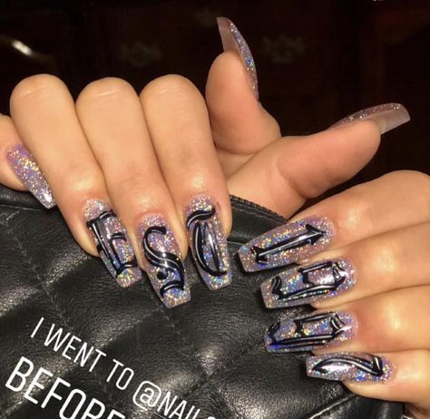 Cool birthday nails. Est. 1997 #nails #nailart #birthdaynails #coffinnails #longnails #style #nailideas #glitter #est #cute Est Nails, 1998 Nails Birthday, 1997 Nail Design, Birthday Year Nails, Birthday Nails With Numbers, Birthday Nails Zodiac, 1997 Nails, Birth Year Nails, Zodiac Birthday Nails Acrylic