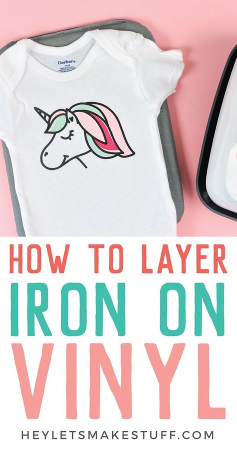 How to Layer Iron On Vinyl - Hey, Let's Make Stuff Vinyl Pantry Labels, Cricut Iron On Vinyl, Make Stuff, Projets Cricut, Layered Vinyl, Cricut Projects Beginner, Htv Vinyl, Vinyl Shirts, Cricut Craft Room