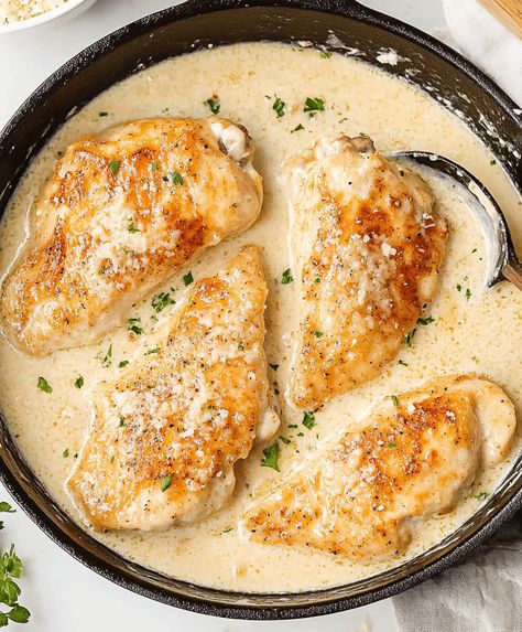 Creamy Garlic Parmesan Chicken Recipe Chicken With Yogurt And Parmesan Cheese, Creamy Parmesan Crusted Chicken, Garlic Parmesan Chicken Recipes, Creamy Lemon Parmesan Chicken, Creamy Garlic Parmesan Chicken, Creamy Garlic Chicken, Parmesan Sauce, Garlic Parmesan Chicken, Garlic Mushrooms