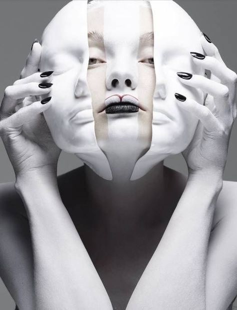 Rankin Photography, Mask Photography, White Makeup, Conceptual Photography, Pose Reference Photo, Alter Ego, Surreal Art, Face Art, Art Reference Photos