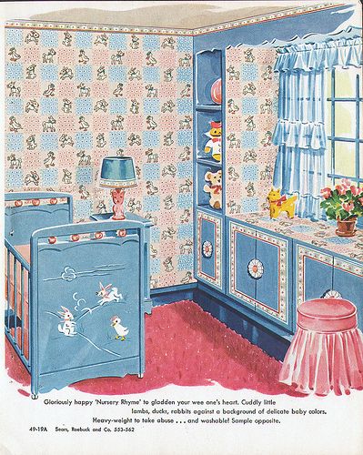 1953 Harmony House Wallpaper | Flickr - Photo Sharing! 1940 Bedroom, Cabinets Shelf, 1920s Kitchen, Retro Rooms, Free House Design, 1950s House, Harmony House, Vintage Style Decorating, Vintage Decoration