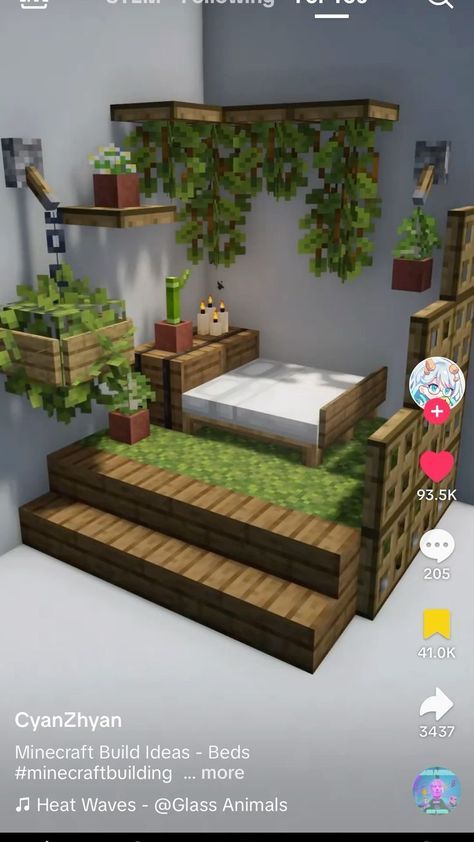 Bed Minecraft Ideas, Minecraft Bed Designs, Minecraft Bed Ideas, Minecraft Bedding, Minecraft Bed, Minecraft House Plans, Minecraft Construction, Minecraft Projects, Minecraft Ideas