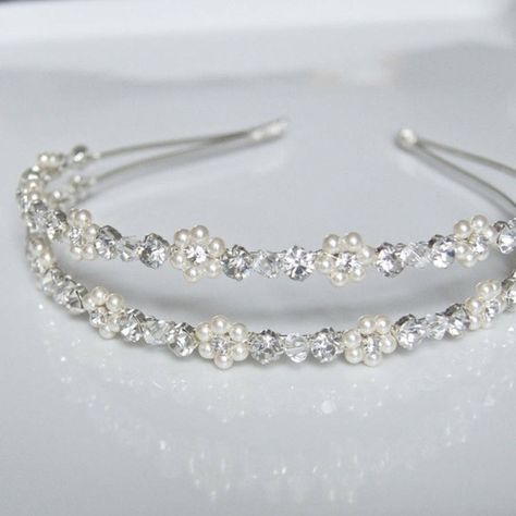 Bridal Hairband, Bridal Headbands, Felt Hair Accessories, Anting Manik, Bead Hair Accessories, Headband Bridal, Double Wedding, Headband Jewelry, Jeweled Headband