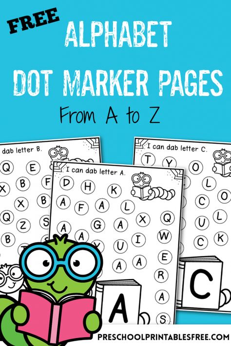 Free Alphabet Dot Marker Printables – Free Preschool Printables Dot Marker Printables Free, Preschool Alphabet Printables, Free Alphabet Printables, Dot Marker Printables, Dot To Dot Printables, Activity For Kindergarten, Dot Marker Activities, Dot Letters, Homeschool Preschool Activities