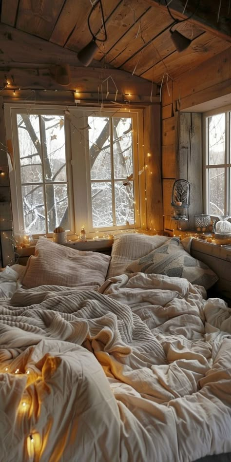 This Room is Pure Inspiration🌸 Cozzy Beds, Cabin Room Aesthetic, 2024 Intentions, Hygge Vibes, Cozy Core, Bedroom Inspiration Cozy, Dream Bedroom Inspiration, Cabin Core, Comfy Bedroom