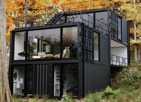 A collection of best shipping container homes. Interior, plans, 20' and 40' containers, prefab and modular. Container House Interior, Container Home Designs, Container Home Ideas, Shipping Container Home Designs, Container Cabin, Shipping Container House Plans, Container Buildings, Building A Container Home, Container Architecture