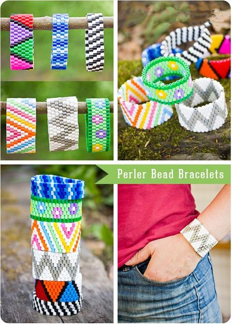 Perler Beads Ideas, Art Perle, Beaded Bracelets Tutorial, Melting Beads, Perler Beads Designs, Perler Patterns, Camping Crafts, Fuse Beads, Bead Bracelets