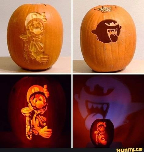 Creative Pumpkin Carving, Luigi's Mansion, Halloween Pumpkin Designs, Creative Pumpkins, Halloween Pumpkins Carvings, Mario Art, Baguio, 웃긴 사진, Mario And Luigi