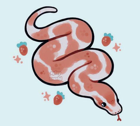 Snake Patterns Drawing, Fruit Snake Drawing, Kawaii Snake Drawing, Cute Ball Python Drawing, Cute Snek Drawing, Cute Snake Art Kawaii, Cute Reptile Drawings, Hognose Snake Drawing, Snake Art Cute