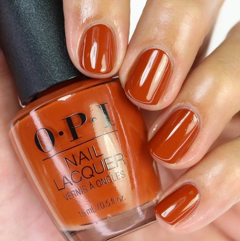 Orange Opi Colors, Rusty Red Nails, Rust And Relaxation Opi, Rusty Orange Nails, French Manicure Pedicure, Opi Fall Orange Colors, Opi My Italian Is A Little Rusty, Terracotta Nails, Sienna Nail Polish