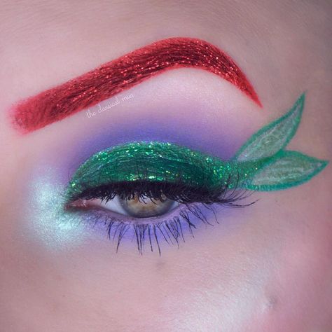 Ariel Eye Makeup Inspired by Disney's "The Little Mermaid " Ariel Eye Makeup, Mermaid Eyeshadow, Little Mermaid Makeup, Disney Eye Makeup, Ariel Makeup, Disney Inspired Makeup, Disney Eyes, Fantasy Make-up, Makeup Inspired