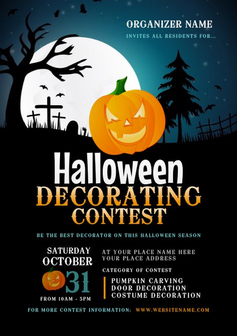 Halloween Decorating Contest, Halloween Cubicle, Contest Poster, Halloween Patio, Halloween Office, Pumpkin Carving Contest, Pumpkin Decorating Contest, Halloween Crafts Preschool, Pumpkin Carving Party