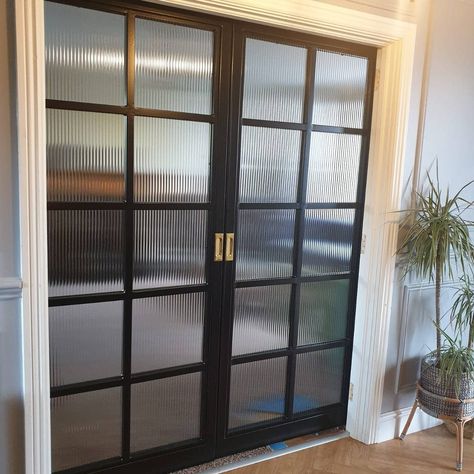 Crittle Doors, Reeded Glass Door, Steel Sliding Doors, Hospitality Ideas, Sliding French Doors, Glass Doors Patio, Reeded Glass, Living Room Door, Glass French Doors