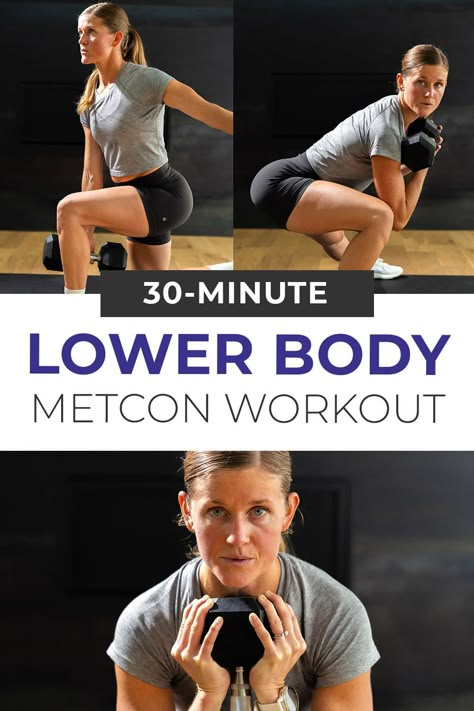 Challenge every muscle group in the lower body with this dumbbell squat workout. Target the quads, hamstrings, glutes, calves and thighs. Between each triset circuit, we’ll perform 25 repetitions of a squat variation (completing 100 squats in this workout). Lower Body Hiit Workout Leg Circuit, Interval Treadmill Workout, Every Muscle Group, Lower Body Exercises, Metabolic Conditioning, Free Workout Plans, Squat Variations, Dumbbell Squat, Squats And Lunges