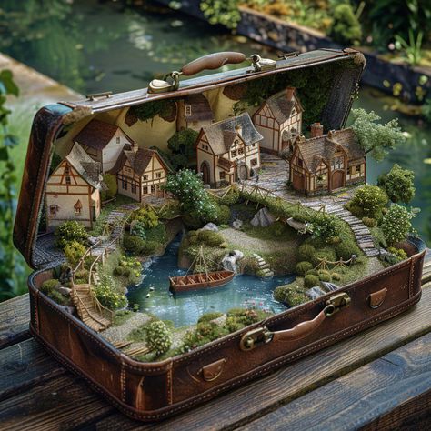 Prompt 👉open leather old suitcase standing on a wooden table, environmental art, magical village, highly detailed model, with miniature covered lake, cottagecore!!!, Benjamin Grandson, in miniature hyper-realistic clay animation, Rivendell, highly detailed town, made of clay, photorealism, magical town, in a suitcase] 👉 if Like, please Follow and Share AI Graphics Studio 👇Contact on WhatsAPP: http://tiny.cc/aigraphicsstudio #aigraphicsstudio #AI #DigitalMarketing #digitalartist #digitalart ... Magical Village, Diorama Art, Village Miniature, Suitcase Stand, Clay Animation, Shrines Art, Model Village, Diorama Ideas, Miniature World