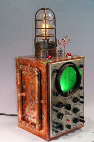 Copper Steampunk Machine Age Submarine Sonar Oscilloscope - SOLD Copper Steampunk, Steampunk Machine, Steampunk Machines, Steampunk Lights, Steampunk Lamps, Steampunk Gadgets, Steampunk Items, Mode Steampunk, Steampunk House