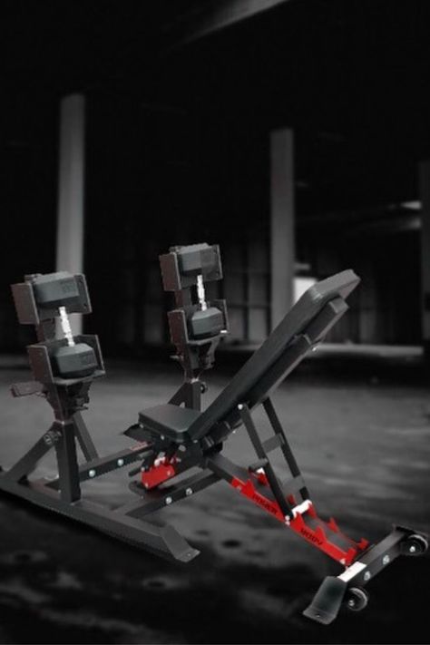 Our new #818A Dumbbell Bench is a versatile rack that allows for a dumbbell and bench press workout in one rack. Packed with thoughtful features such as adjustable height and swivel cradles with UHMW protection – the new #818A is a must-have rack for your gym! Perform outstanding squats, bicep curls, upright rows, or bench presses. Made In Canada with High-Quality North American Steel Bench Press Workout, Diy Home Gym, Home Gym Design, Gym Room, Power Rack, Gym Design, Bicep Curls, Bench Press, Gym Training