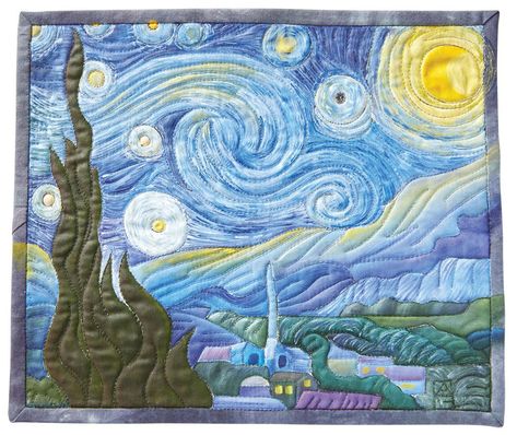 Starry Night Quilt, Thread Sketching, Landscape Quilting, House Quilt Patterns, Quilt Blocks Easy, Textile Paint, Love Quilt, Fabric Painting Techniques, Jelly Roll Quilt Patterns