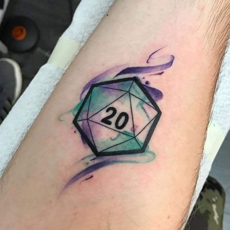 D20 Dragon Tattoo, Dnd Tattoo Ideas D20, D20 Tattoo Design, D 20 Tattoo, D20 Tattoo Ideas, D&d Dice Tattoo, D20 Dice Tattoo, Dnd Dice Tattoo, Dnd Tattoo Designs