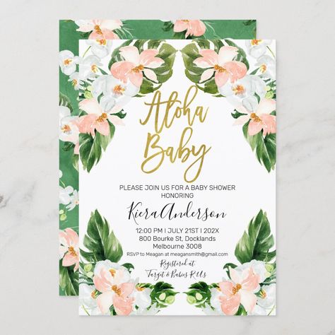 Baby Girl Summer Baby Shower Theme, Baby Girl Shower Themes Summer, Luau Baby Shower Ideas Girl, Tropical Baby Shower Girl, Aloha Baby Shower Ideas, Tropical Baby Nursery, Tropical Baby Shower Ideas, Tropical Baby Shower Theme, Summer Baby Shower Themes